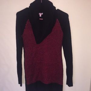 Black and red long sleeve sweater dress